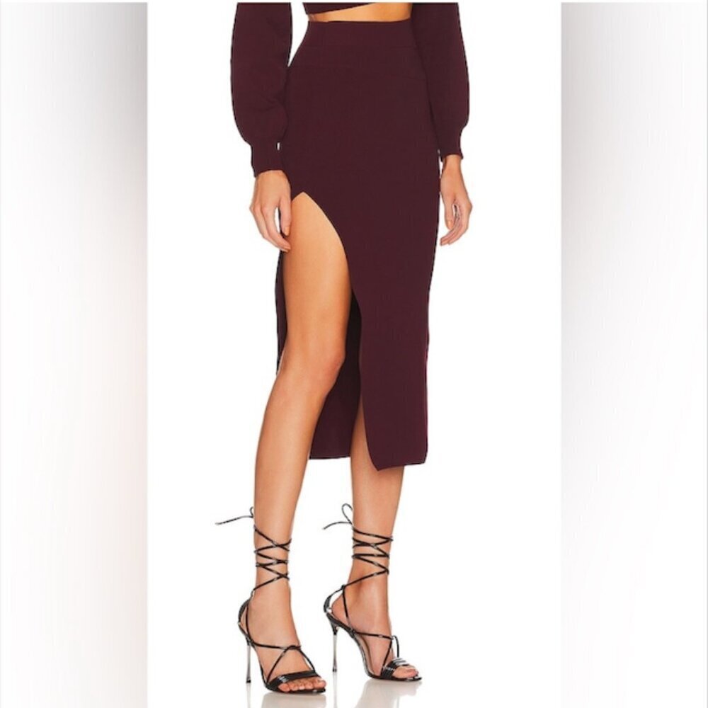 Michael Costello x Revolve Cut Out Knit Midi Skirt in Plum Size XL